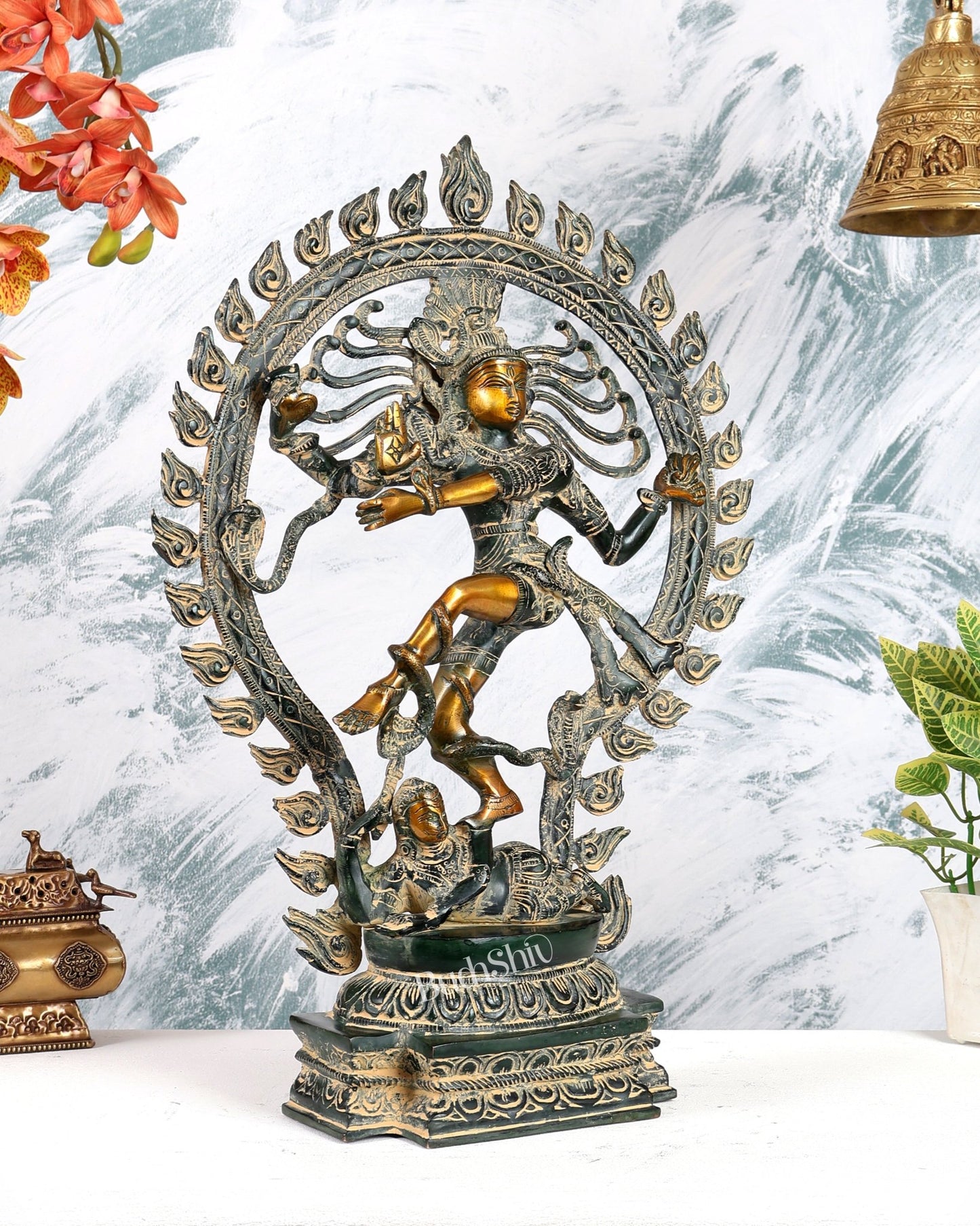 Pure Brass Nataraja Statue - Height 21.5" sand finish - Budhshiv.com