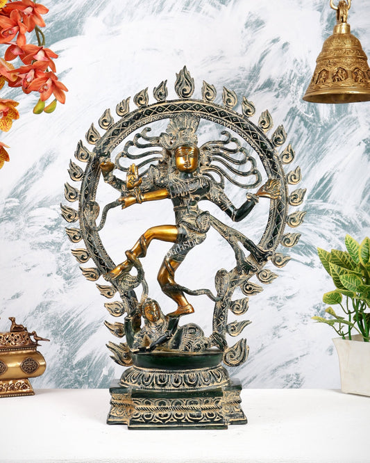 Pure Brass Nataraja Statue - Height 21.5" sand finish - Budhshiv.com