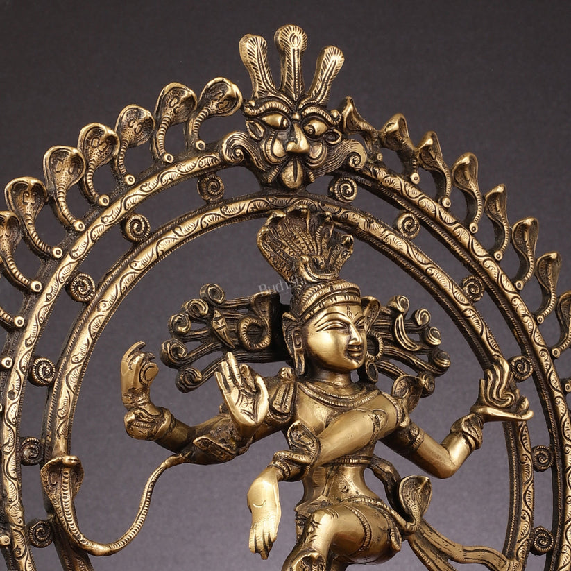 Pure Brass Nataraja Statue with Snake Adornments - 19 Inch Sculpture ...