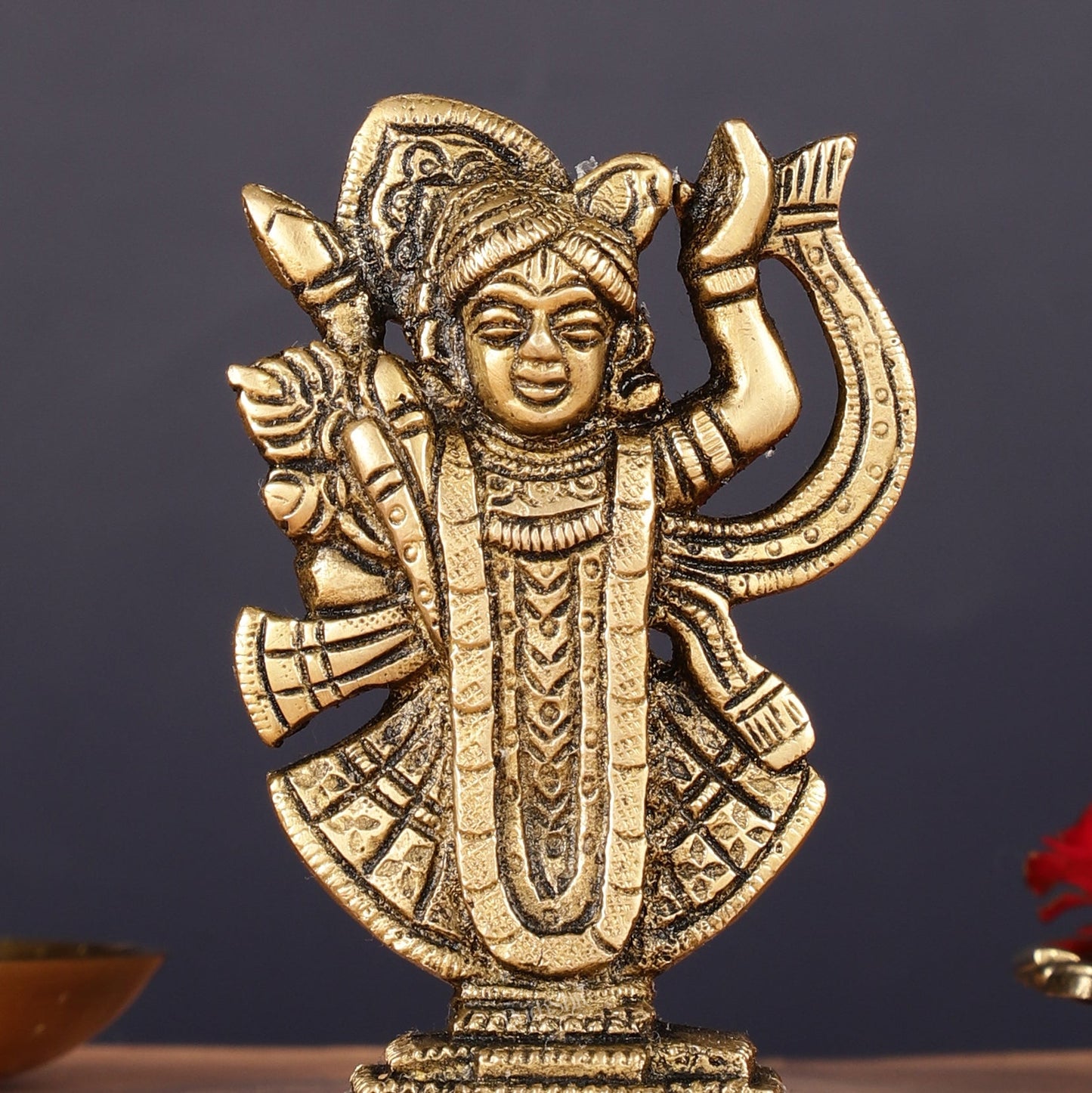 Pure Brass Nathdwara Shreenath Ji Idol 5" - Budhshiv.com