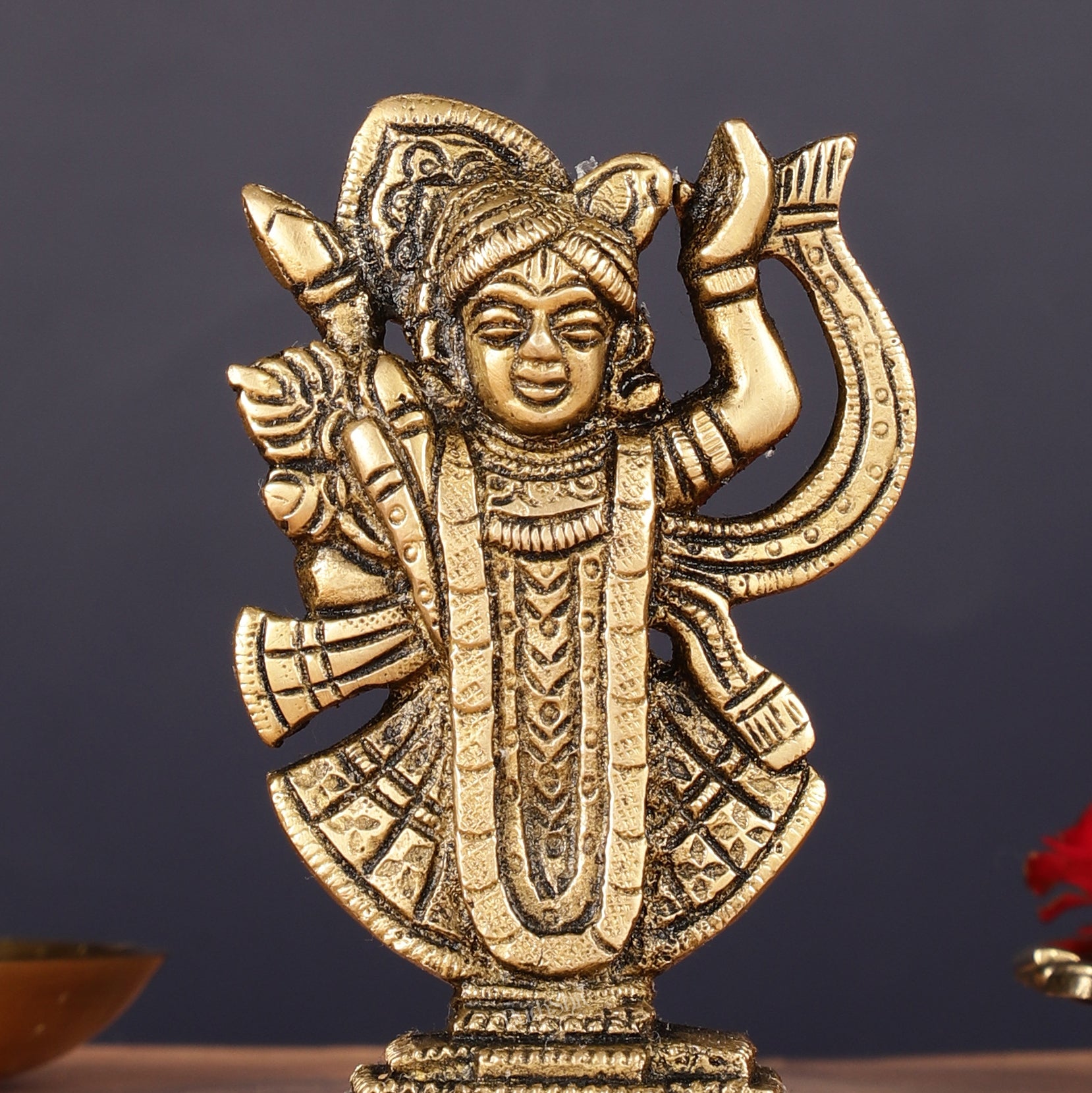 Pure Brass Nathdwara Shreenath Ji Idol 5" - Budhshiv.com