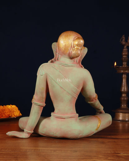 Pure Brass Nepalese Parvati Statue – Green Sand Finish, 12.5 Inch - Budhshiv.com