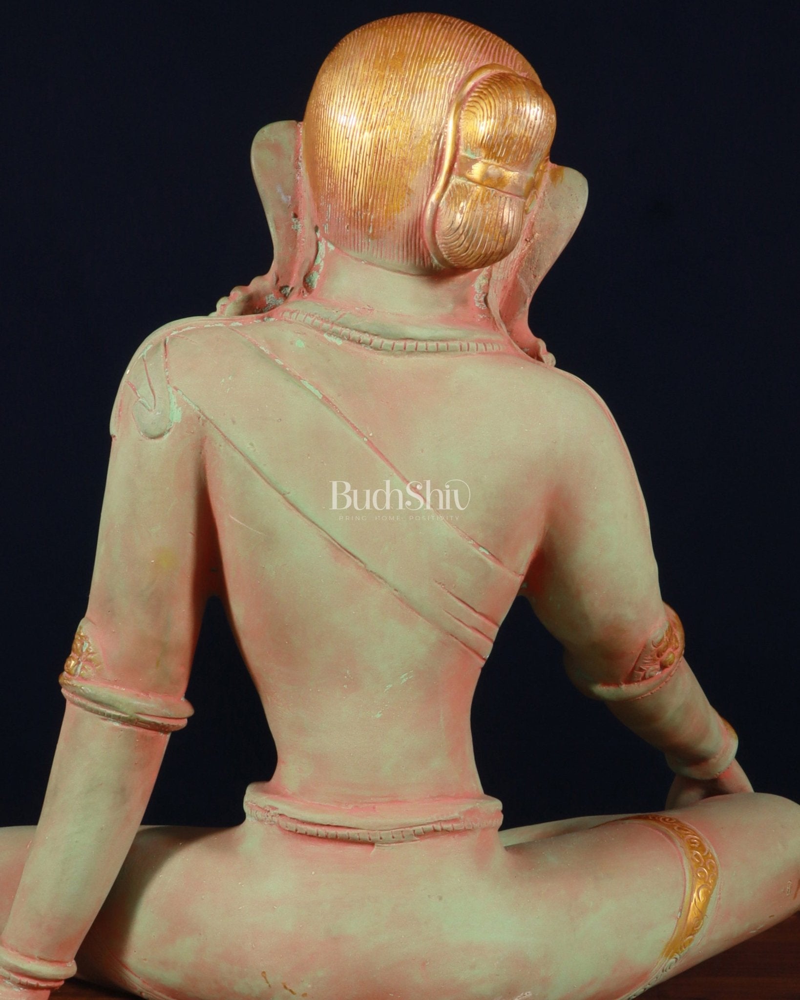 Pure Brass Nepalese Parvati Statue – Green Sand Finish, 12.5 Inch - Budhshiv.com