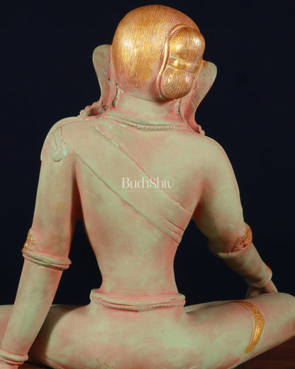 Pure Brass Nepalese Parvati Statue – Green Sand Finish, 12.5 Inch - Budhshiv.com