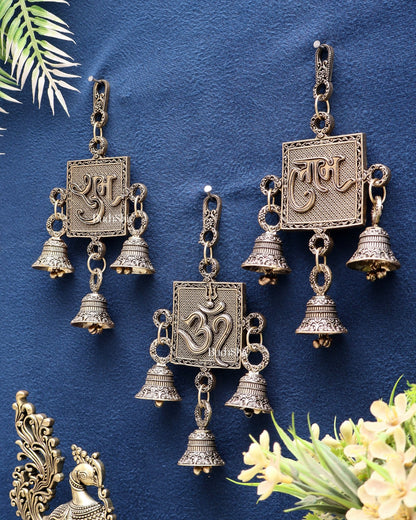 Pure Brass Om, Shubh Labh Wall Hanging Set – Lightweight & Auspicious - Budhshiv.com