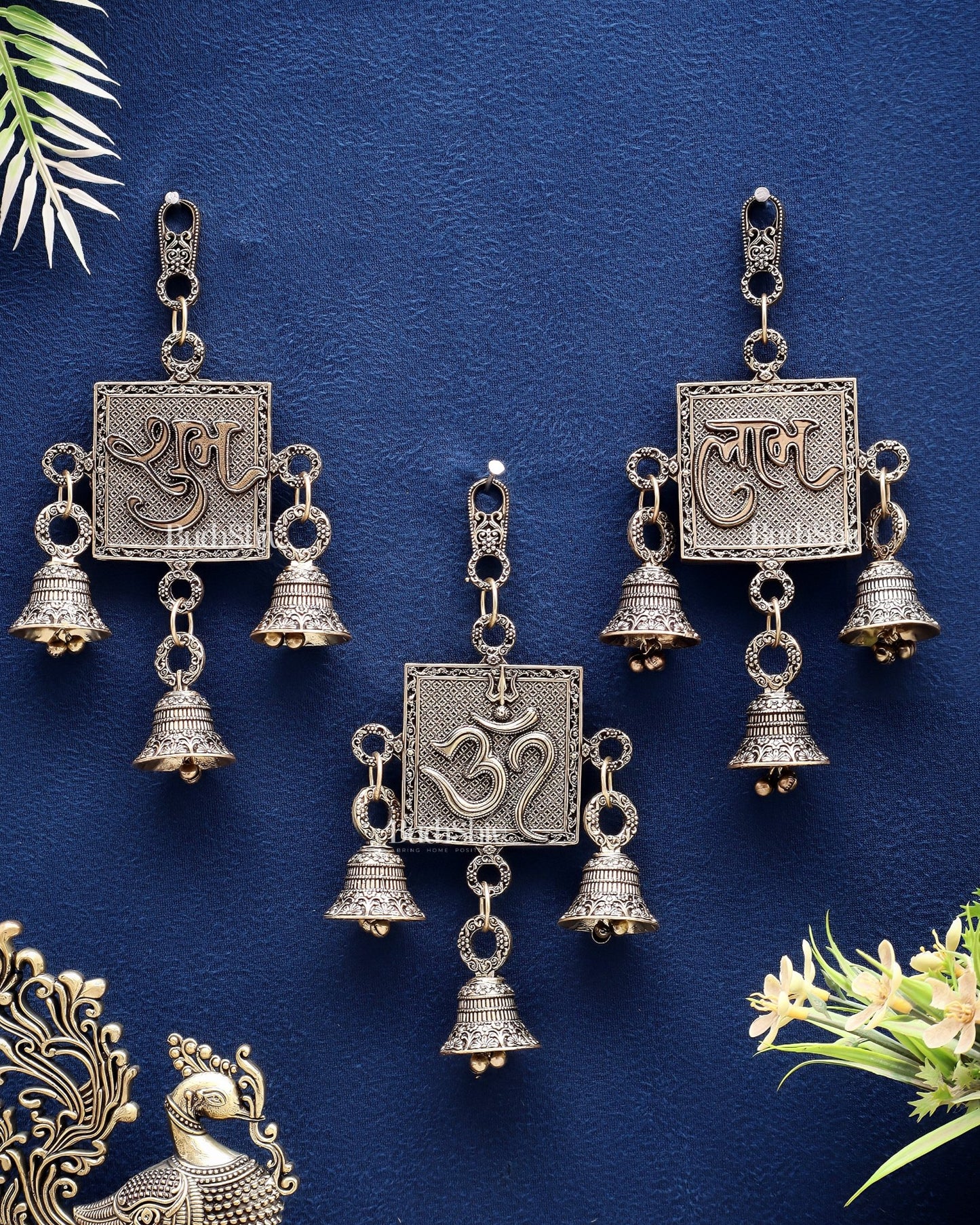 Pure Brass Om, Shubh Labh Wall Hanging Set – Lightweight & Auspicious - Budhshiv.com
