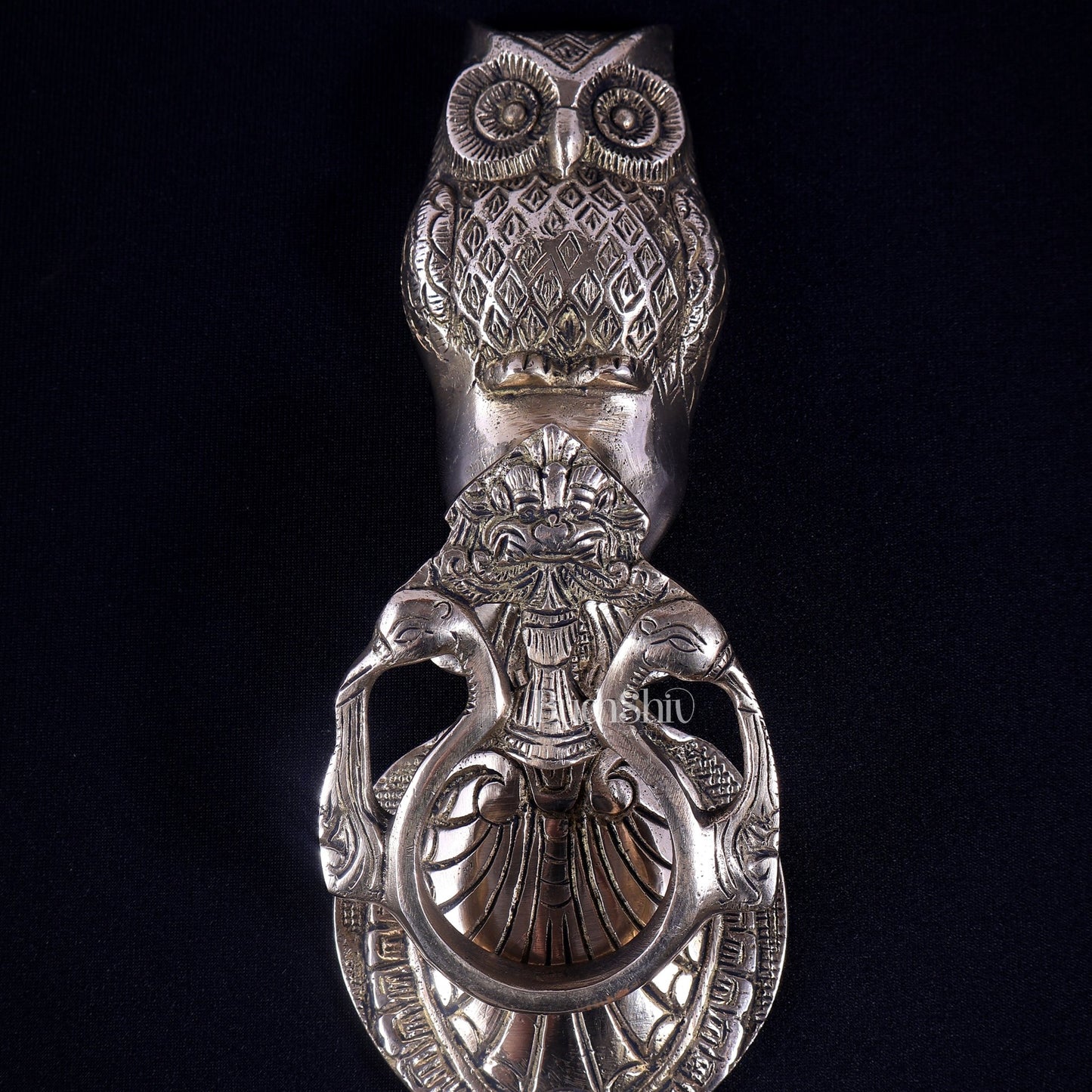 Pure Brass Owl Design Door Knocker | Vastu Main Door Decor - Budhshiv.com