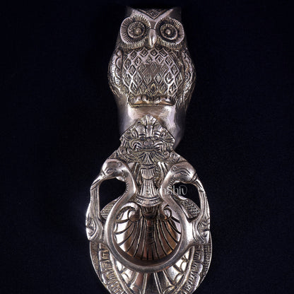Pure Brass Owl Design Door Knocker | Vastu Main Door Decor - Budhshiv.com