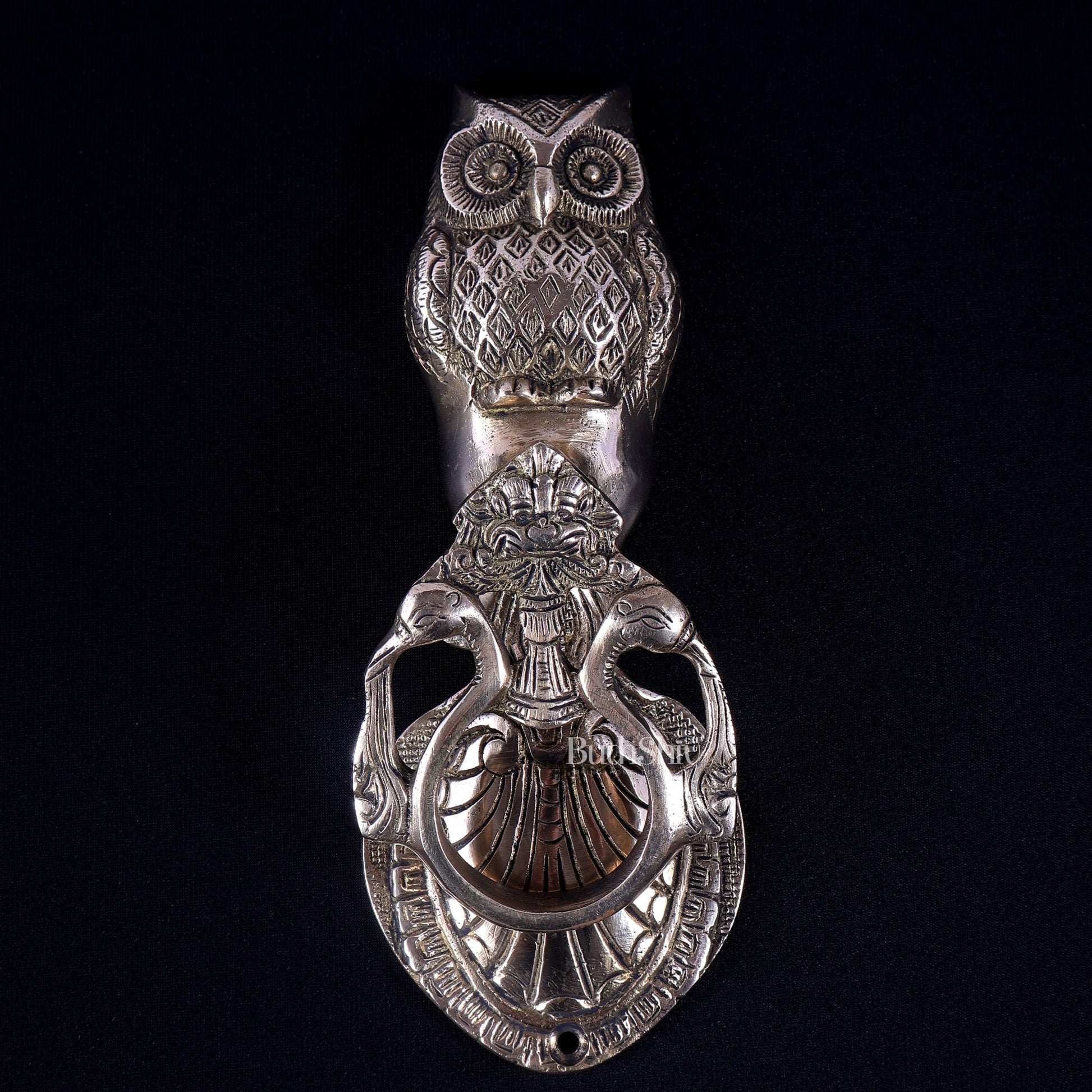 Pure Brass Owl Design Door Knocker | Vastu Main Door Decor - Budhshiv.com