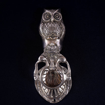 Pure Brass Owl Design Door Knocker | Vastu Main Door Decor - Budhshiv.com