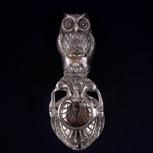 Pure Brass Owl Design Door Knocker | Vastu Main Door Decor - Budhshiv.com