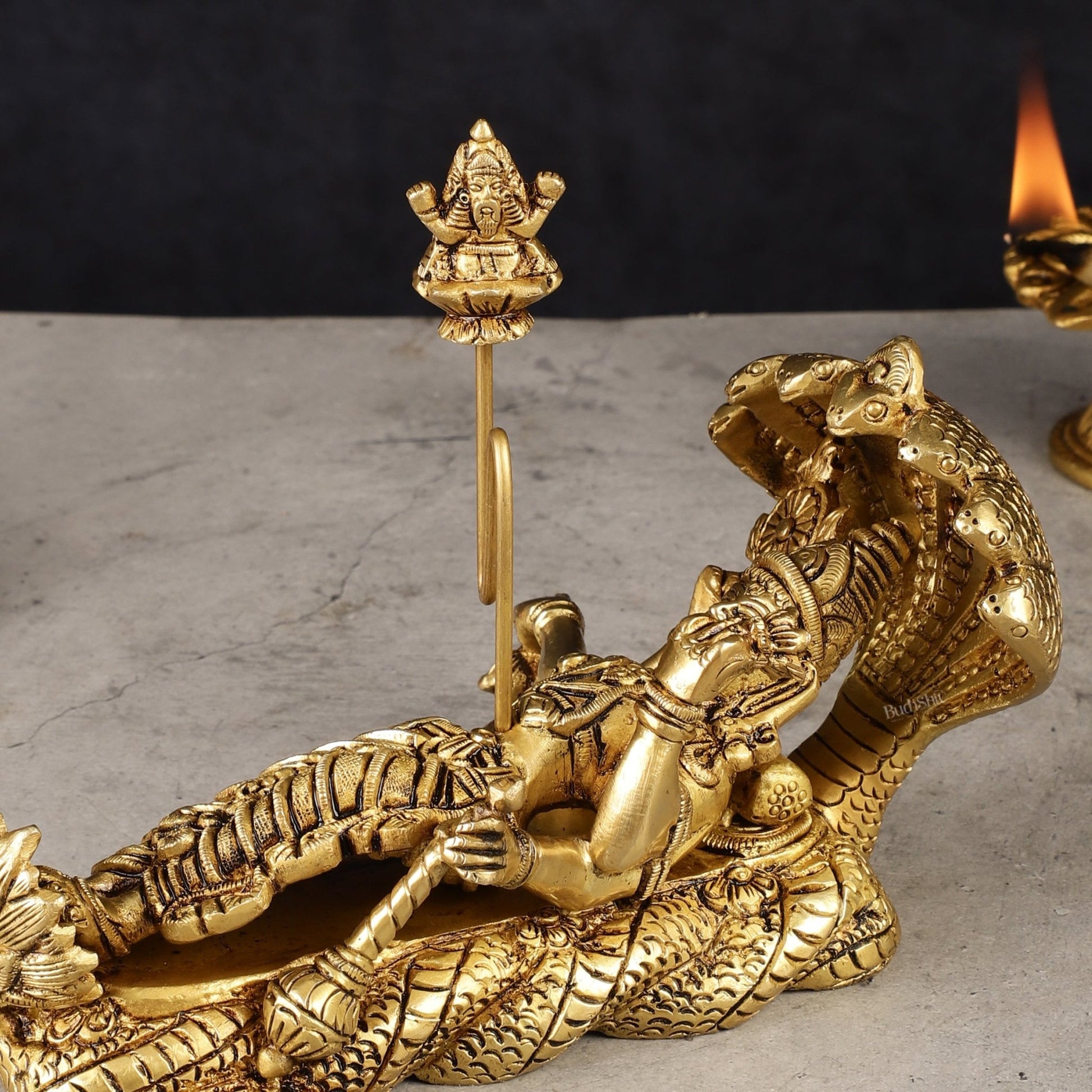 Pure Brass Padmanabha Swamy Idol 8" - Budhshiv.com