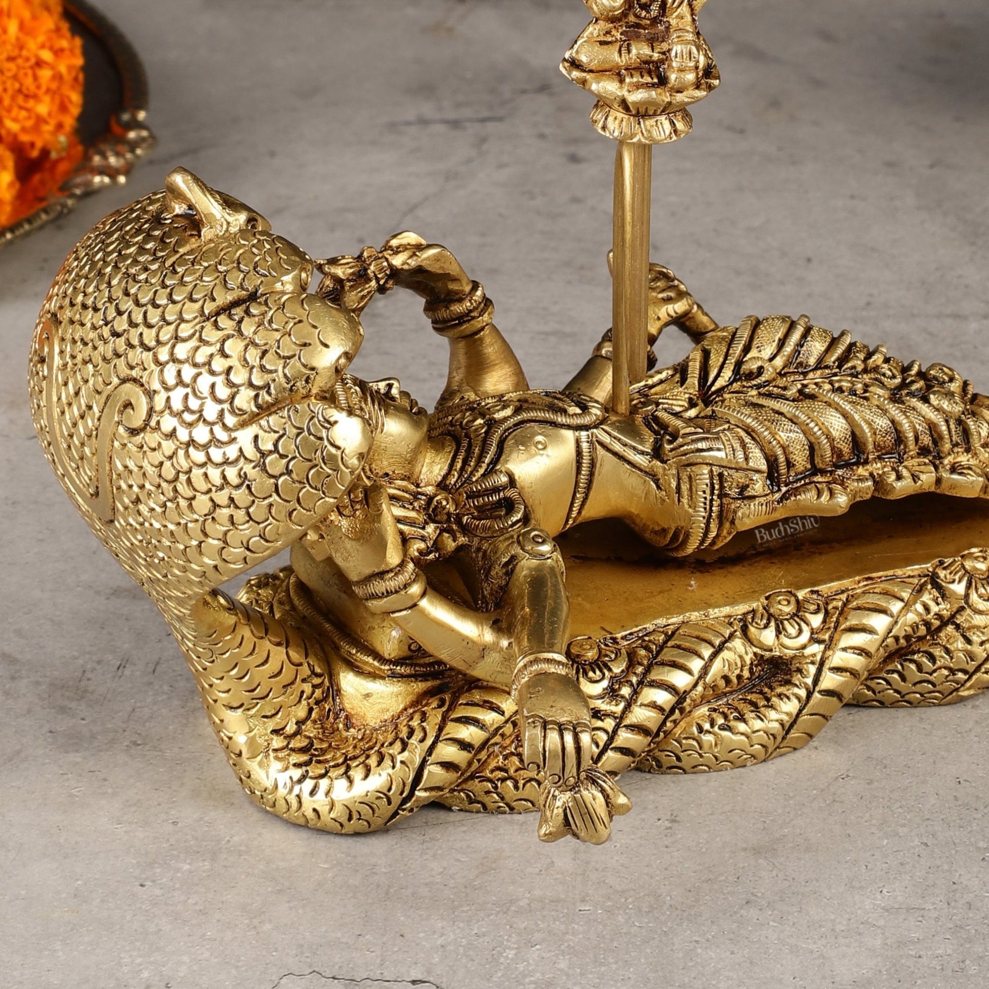 Pure Brass Padmanabha Swamy Idol 8" - Budhshiv.com