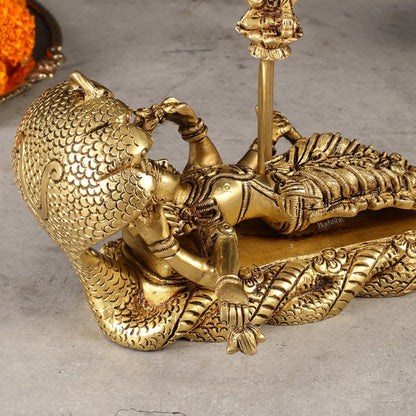 Pure Brass Padmanabha Swamy Idol 8" - Budhshiv.com