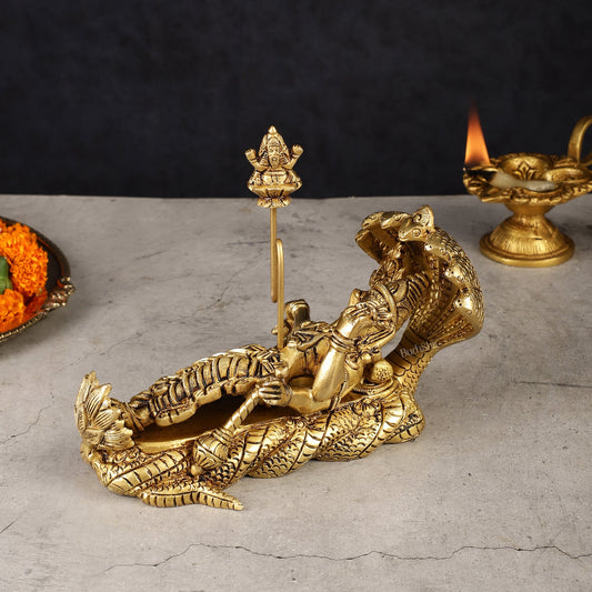 Pure Brass Padmanabha Swamy Idol 8" - Budhshiv.com