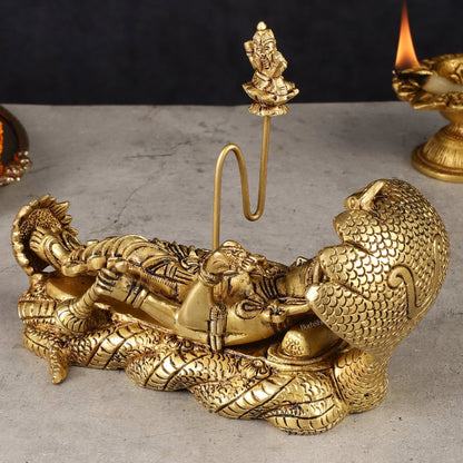 Pure Brass Padmanabha Swamy Idol 8" - Budhshiv.com