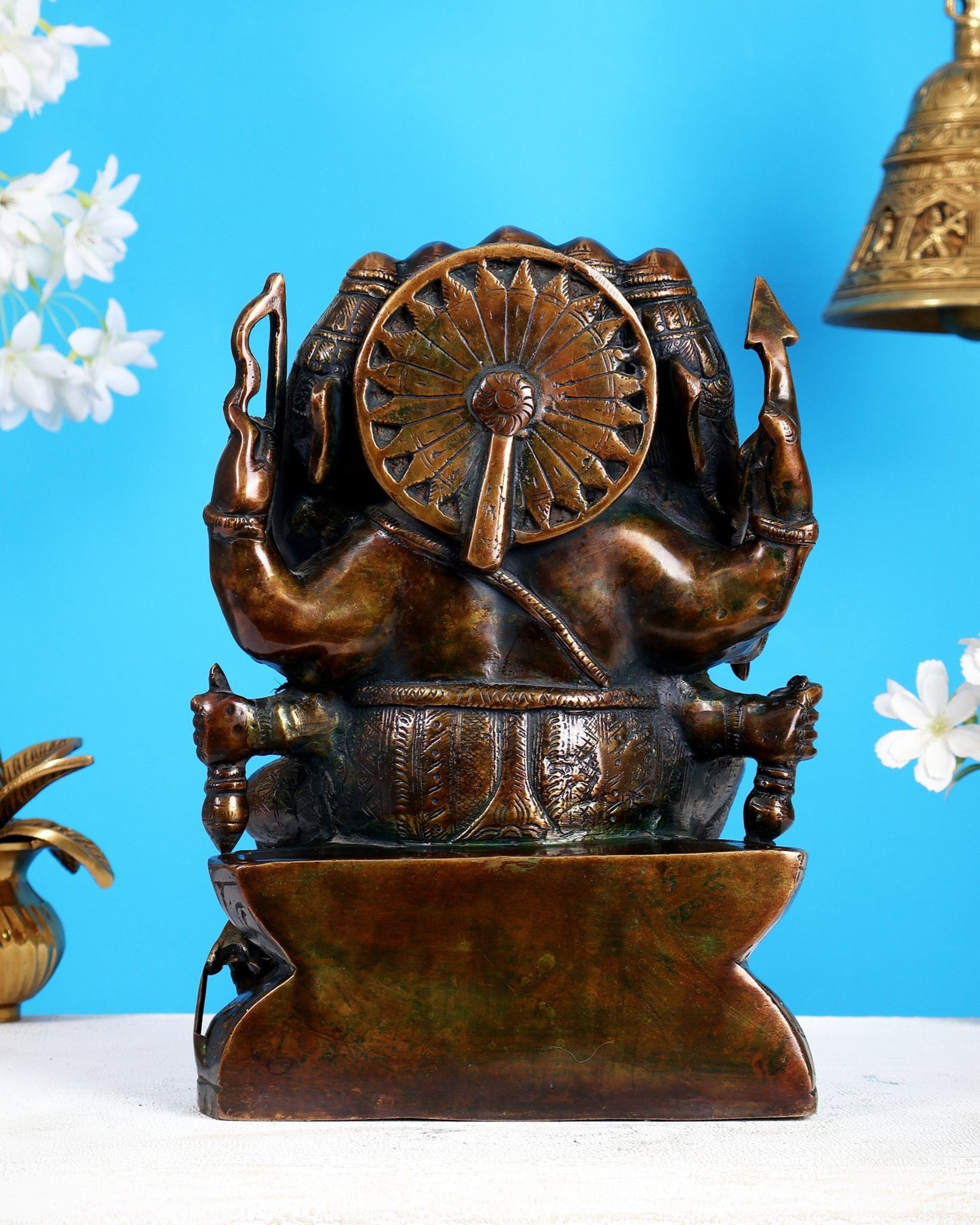 Pure Brass Panchmukhi Ganesha Statue 11" antique look - Budhshiv.com