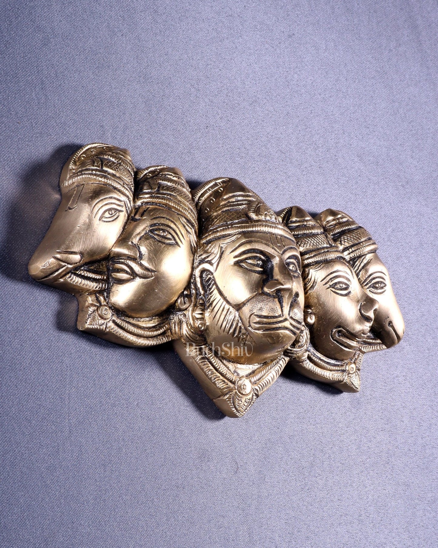 Pure Brass Panchmukhi Hanuman 5 Faces Wall Hanging – 4.5 Inch (original mould) - Budhshiv.com
