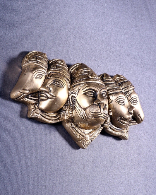 Pure Brass Panchmukhi Hanuman 5 Faces Wall Hanging – 4.5 Inch (original mould) - Budhshiv.com