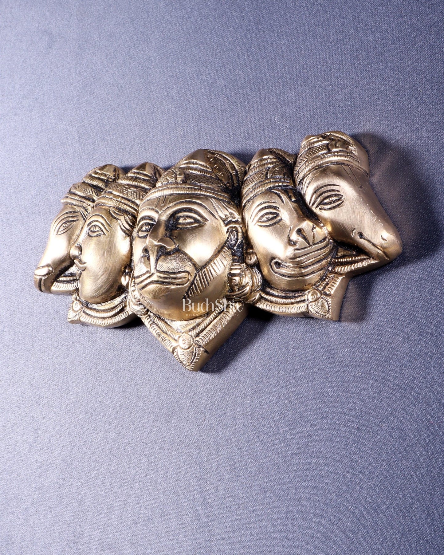Pure Brass Panchmukhi Hanuman 5 Faces Wall Hanging – 4.5 Inch (original mould) - Budhshiv.com