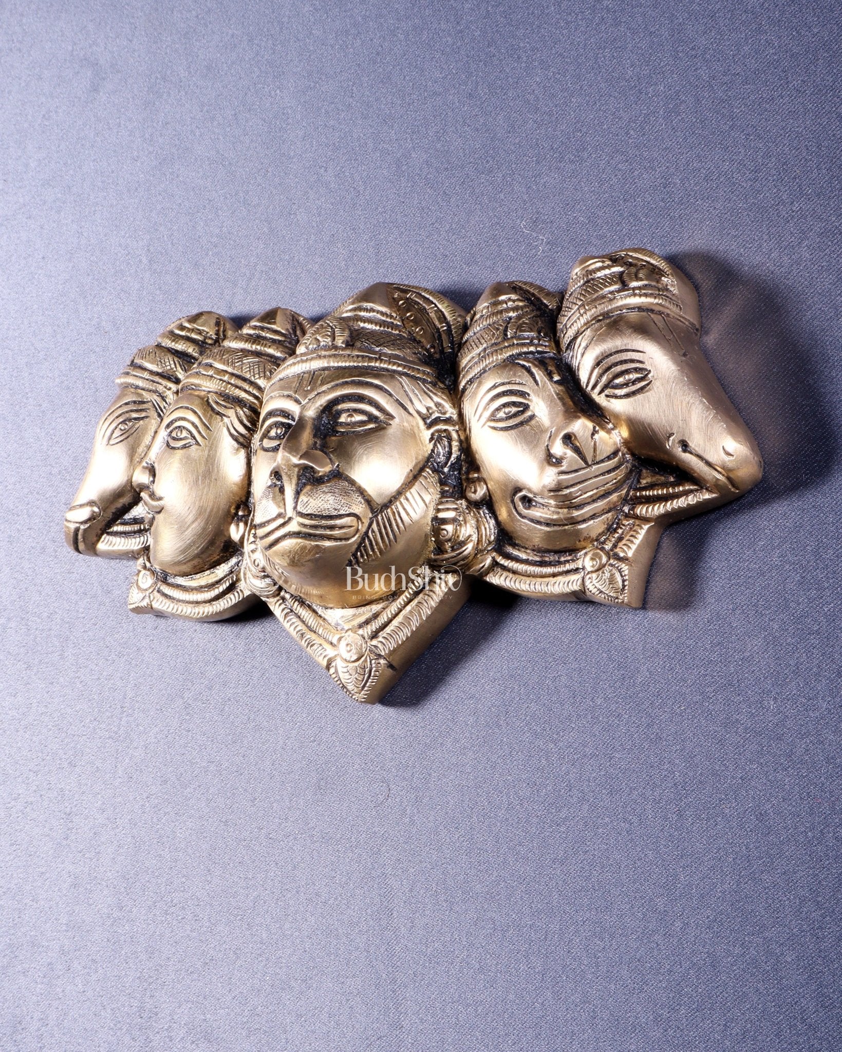 Pure Brass Panchmukhi Hanuman 5 Faces Wall Hanging – 4.5 Inch (original mould) - Budhshiv.com