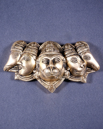 Pure Brass Panchmukhi Hanuman 5 Faces Wall Hanging – 4.5 Inch (original mould) - Budhshiv.com