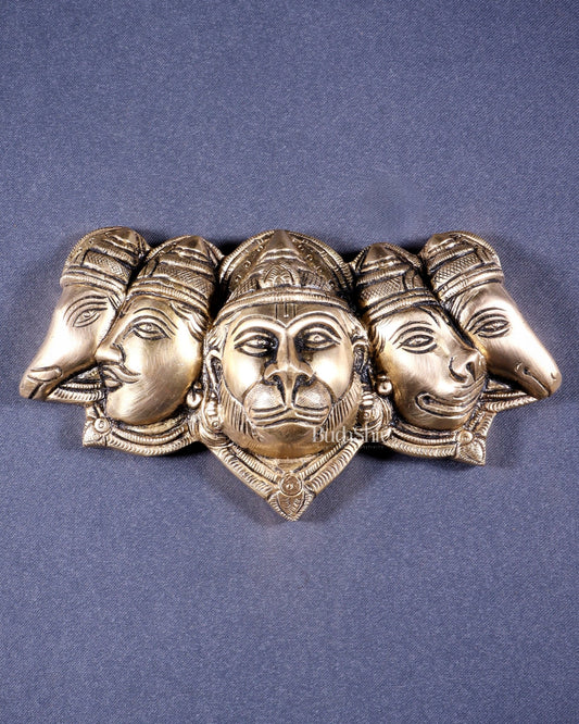 Pure Brass Panchmukhi Hanuman 5 Faces Wall Hanging – 4.5 Inch (original mould) - Budhshiv.com