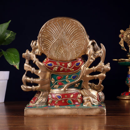 Pure Brass Panchmukhi Hanuman Statue 7.5 Inch stonework - Budhshiv.com