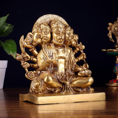 Pure Brass Panchmukhi Hanuman Statue 7.5 Inch - Budhshiv.com