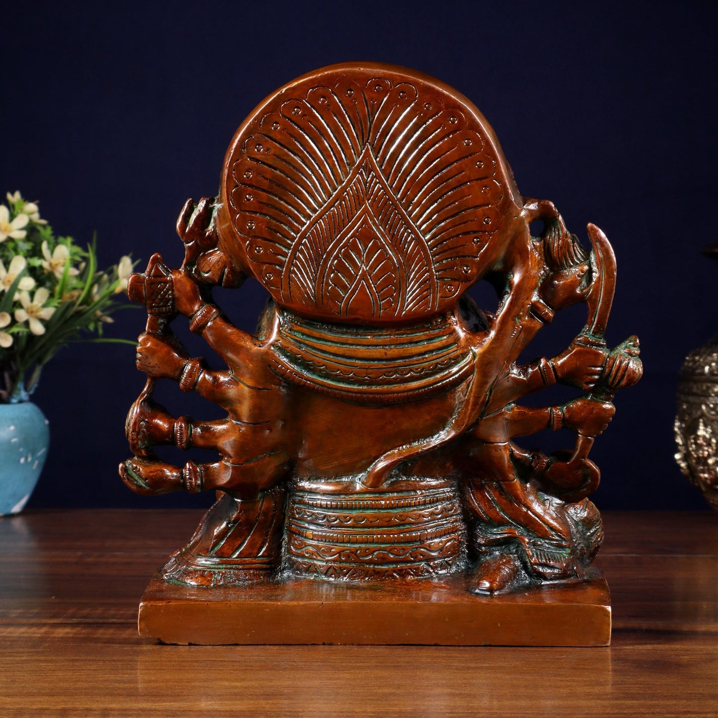 Pure Brass Panchmukhi Hanuman Statue – Chola Finish 7.5 Inch - Budhshiv.com