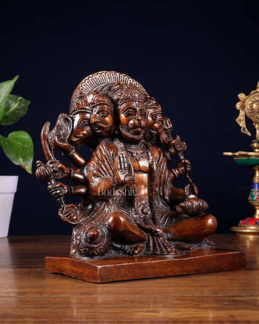 Pure Brass Panchmukhi Hanuman Statue – Copper Finish 7.5 Inch - Budhshiv.com