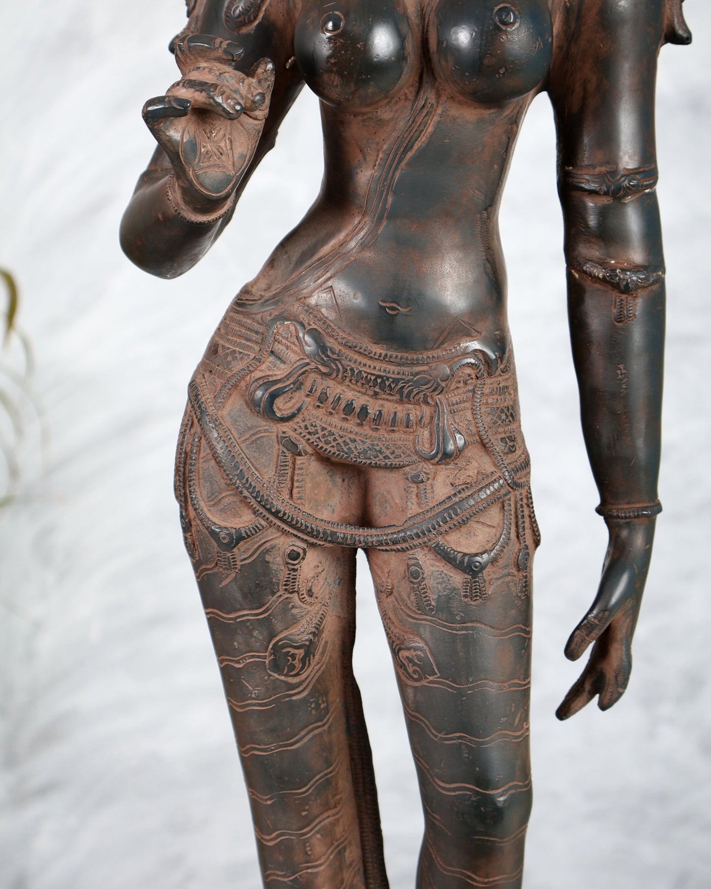 Pure Brass Parvati Bhoga Shakti Uma Devi Standing Sculpture – 27" Height, Chola Style - Budhshiv.com