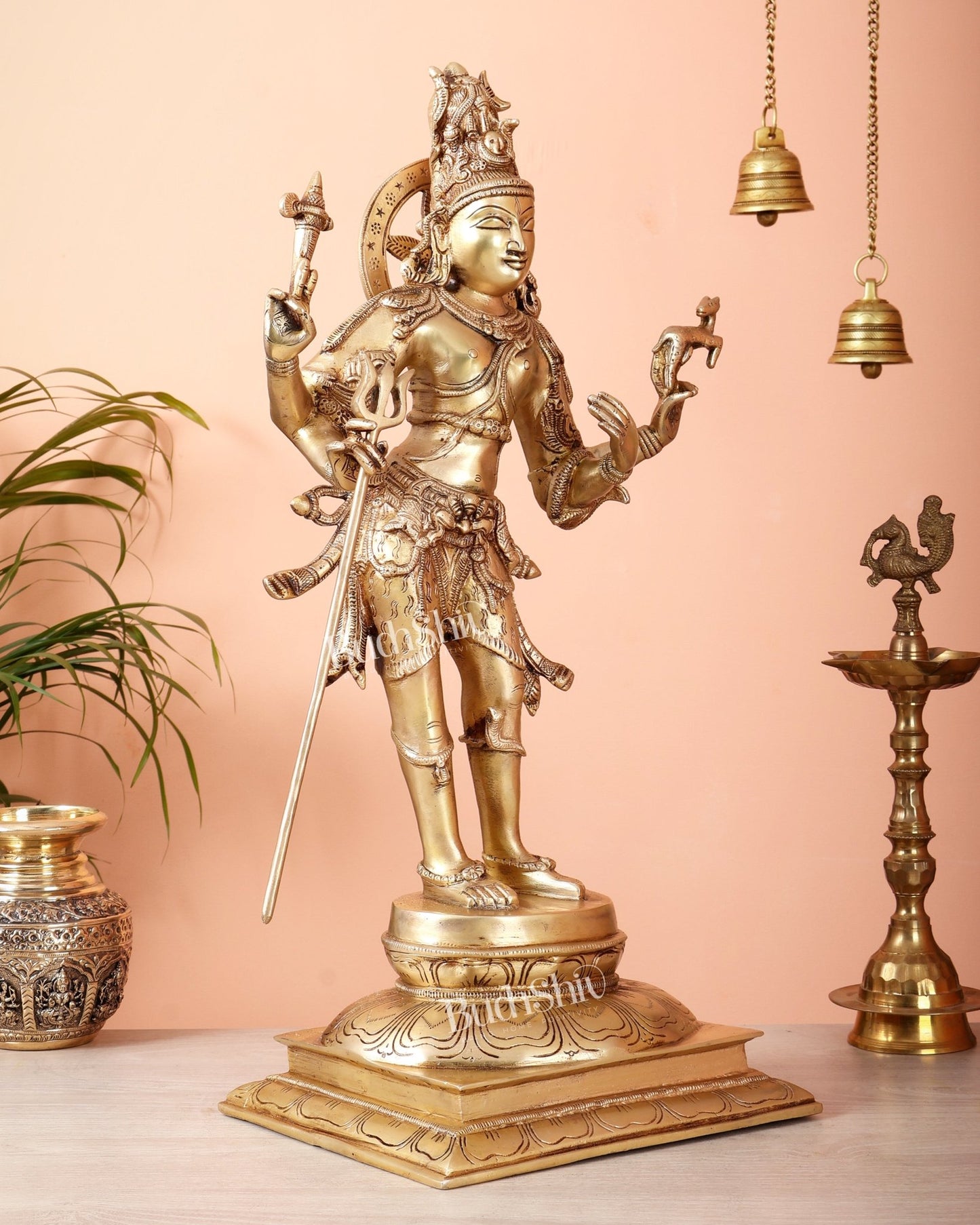 Pure Brass Pashupatinath Lord Shiva standing Statue – 21 inch - Budhshiv.com