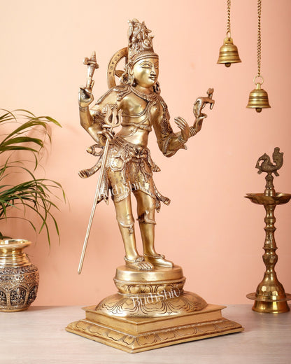 Pure Brass Pashupatinath Lord Shiva standing Statue – 21 inch - Budhshiv.com