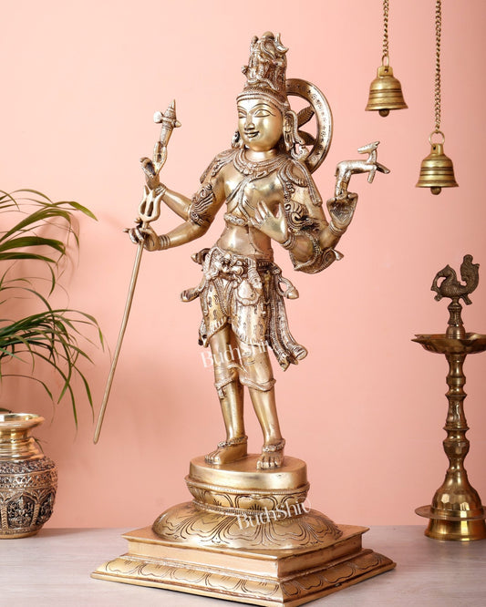 Pure Brass Pashupatinath Lord Shiva standing Statue – 21 inch - Budhshiv.com