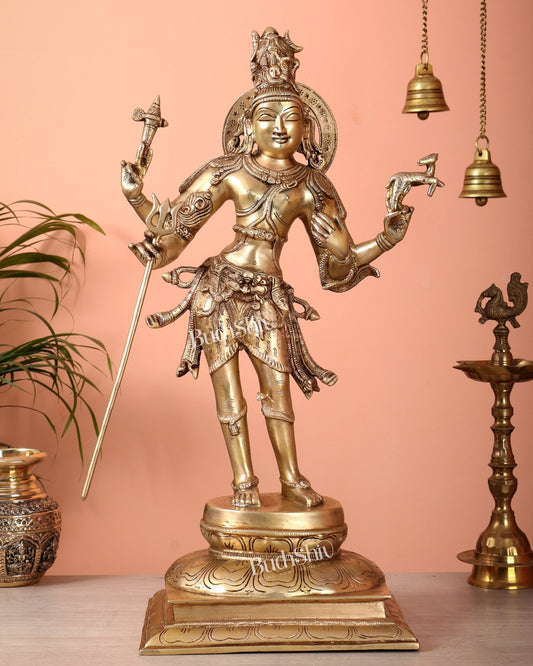 Pure Brass Pashupatinath Lord Shiva standing Statue – 21 inch - Budhshiv.com