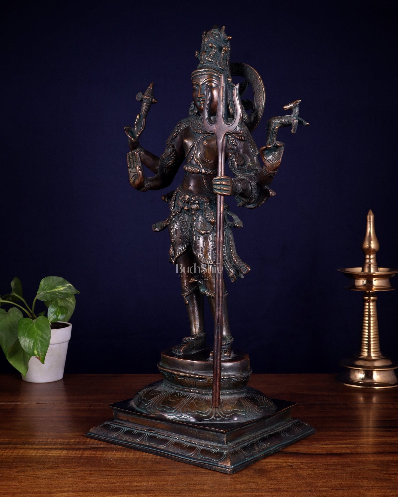 Pure Brass Pashupatinath Lord Shiva standing Statue – 21” - Budhshiv.com