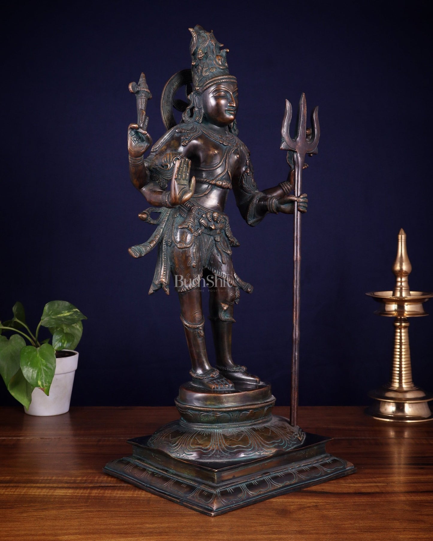 Pure Brass Pashupatinath Lord Shiva standing Statue – 21” - Budhshiv.com