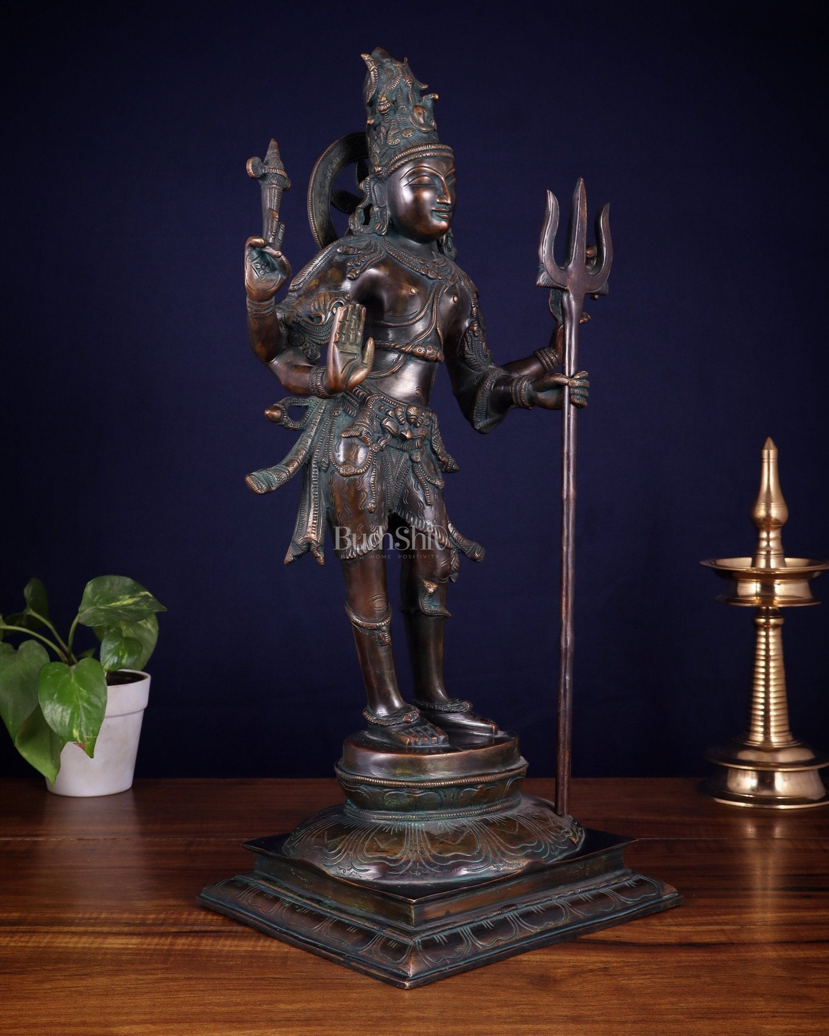 Pure Brass Pashupatinath Lord Shiva standing Statue – 21” - Budhshiv.com