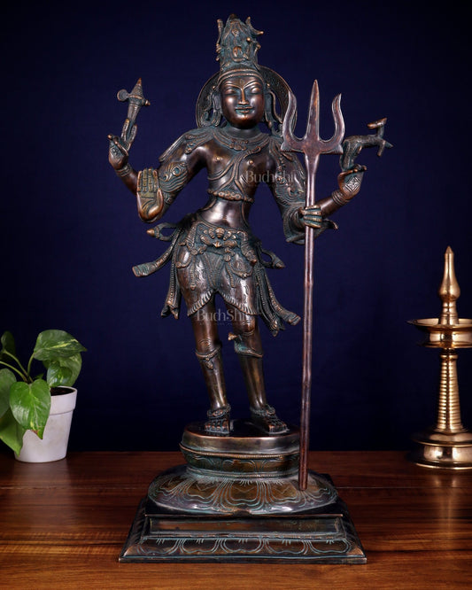 Pure Brass Pashupatinath Lord Shiva standing Statue – 21” - Budhshiv.com