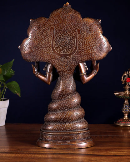 Pure Brass Patanjali Statue 15" antique brown tone - Budhshiv.com