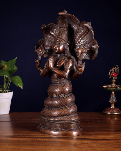 Pure Brass Patanjali Statue 15" antique brown tone - Budhshiv.com