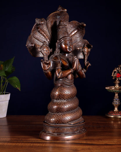Pure Brass Patanjali Statue 15" antique brown tone - Budhshiv.com
