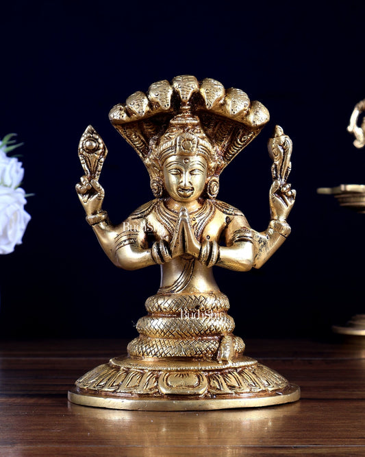 Pure Brass Patanjali Statue – 6.5 Inch | Yoga Sage Patanjali Idol | BudhShiv - Budhshiv.com