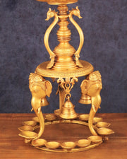 Pure Brass Peacock Annam Pakshi Oil Lamp - 24" - Budhshiv.com