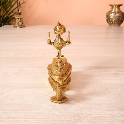 Pure Brass Peacock Kumkum Sindoor Box – Auspicious Traditional Pooja Accessory (7 Inch) - Budhshiv.com