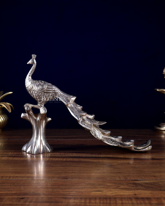 Pure brass Peacock showpiece 12 inch - Budhshiv.com