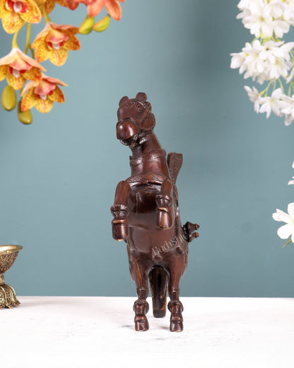 Pure Brass Pegasus Flying Horse Statue with Wings | Elegant Showpiece - 9 Inches copper tone - Budhshiv.com
