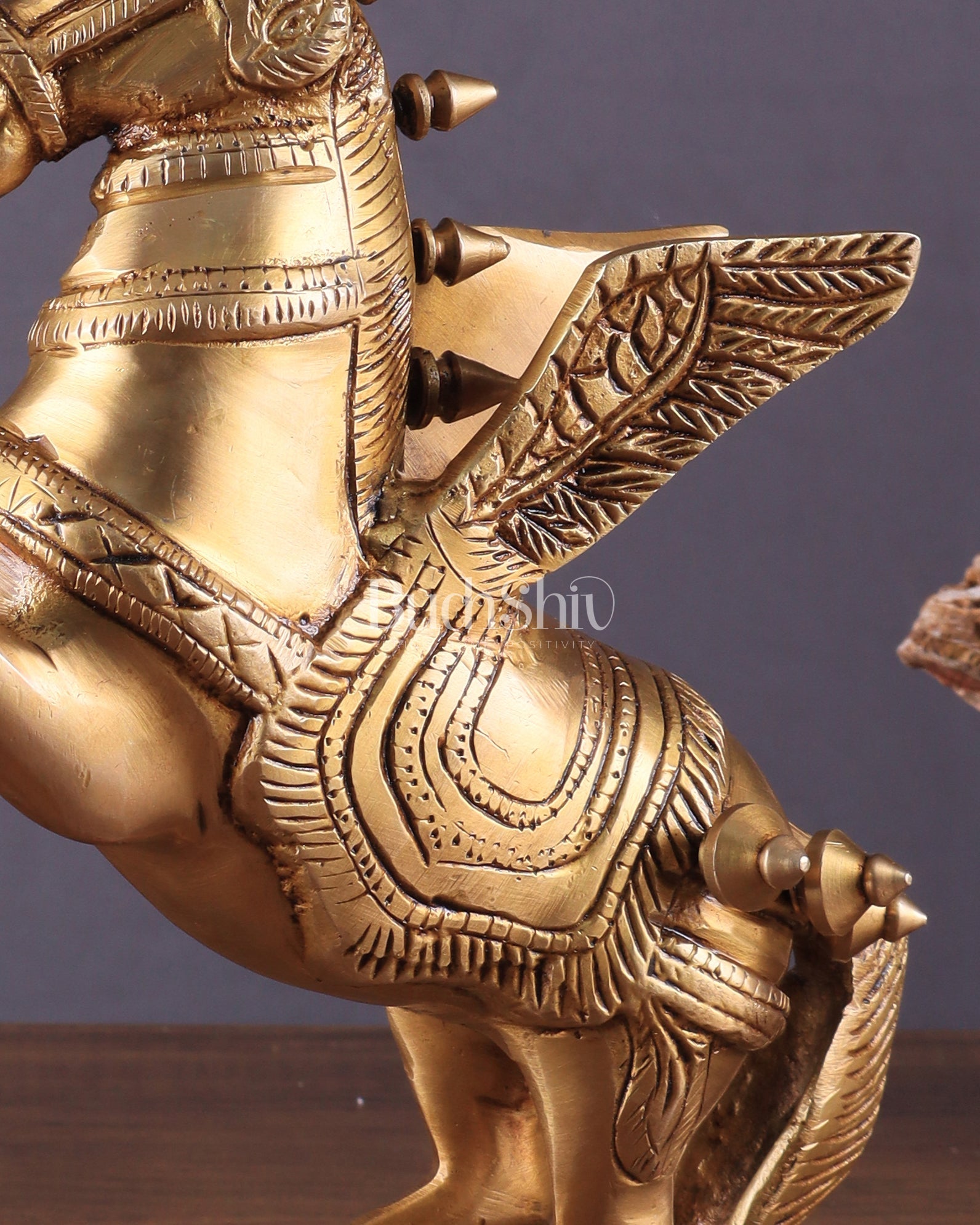 Pure Brass Pegasus Flying Horse Statue with Wings | Elegant Showpiece - 9 Inches - Budhshiv.com