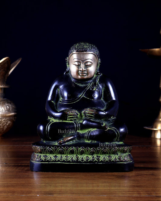 Pure Brass Phra Sangkachai Statue – Black & Green - Budhshiv.com